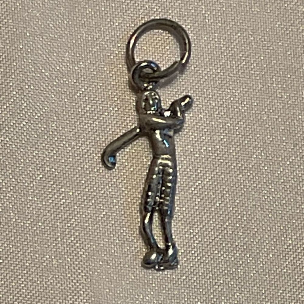 Sterling Tone Swinging Golfer Charm 7/8” Bracelet Golf